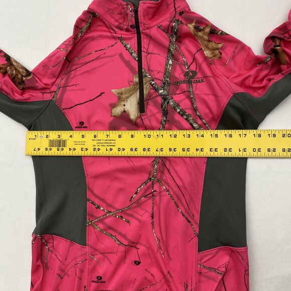 Mossy Oak Pullover Womens Medium Pink Camo 1/4 Zip Performance Hunting Stretch - Picture 8 of 12